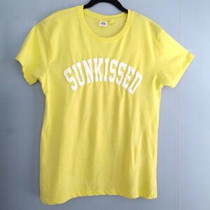 Womens Sunkissed Tshirt - Size Large Bright Yellow with White Raised Lettering